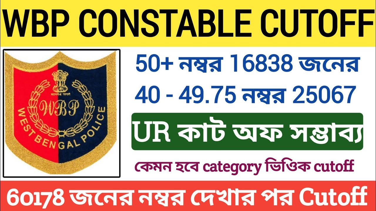 WBP CONSTABLE EXPECTED FINAL CUTOFF ll 16838 জনের নম্বর 50 এর উপর ll CATEGORY WISE কাট অফ কেমন যাবে🔥