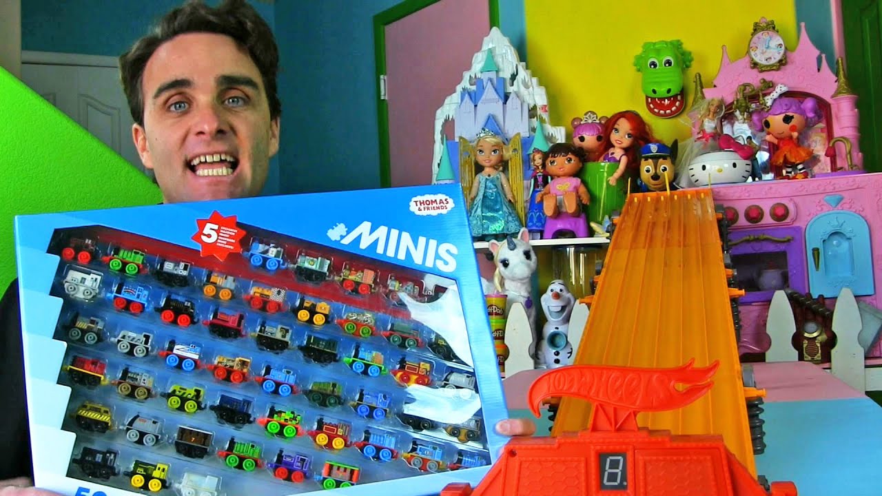 Thomas & Friends MINIS 50-Pack + Hot Wheels Super Six Lane Race ! ||  Toy Unboxing || Konas2002