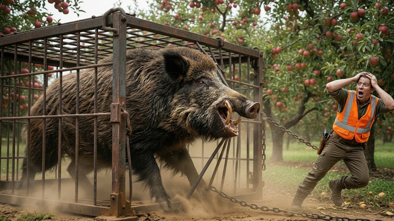 Giant Wild Boar Caught Trap - How One Smart Trap Protects Entire Farmland