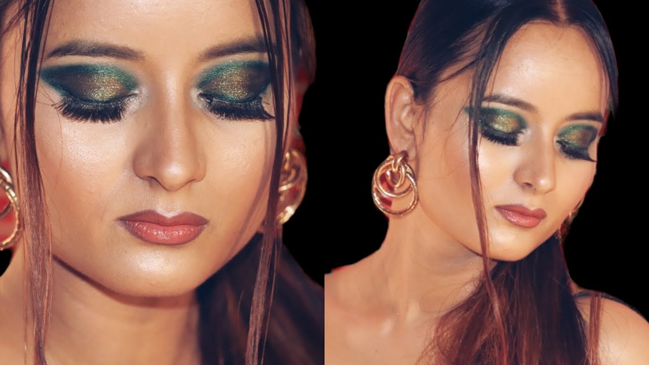 Green Dramatic Eyes II Makeup Tutorial For Beginners II English IIAdd Some Extra Drama To Ur Eyes II
