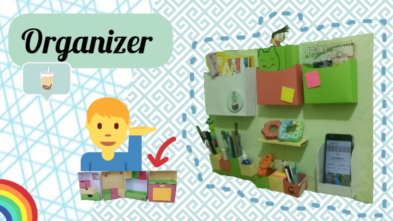 DIY wall organizer with recycle paper craft - DIY organizer dinding dengan sisa kerajinan lama 🤔🧒