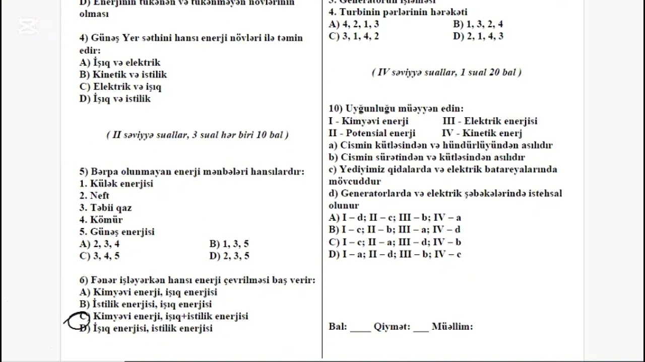 5-ci sinif Təbiət  KSQ 4 Avariantı✅️ (2-ci Hissə 1-ci bölmə) A variantı 