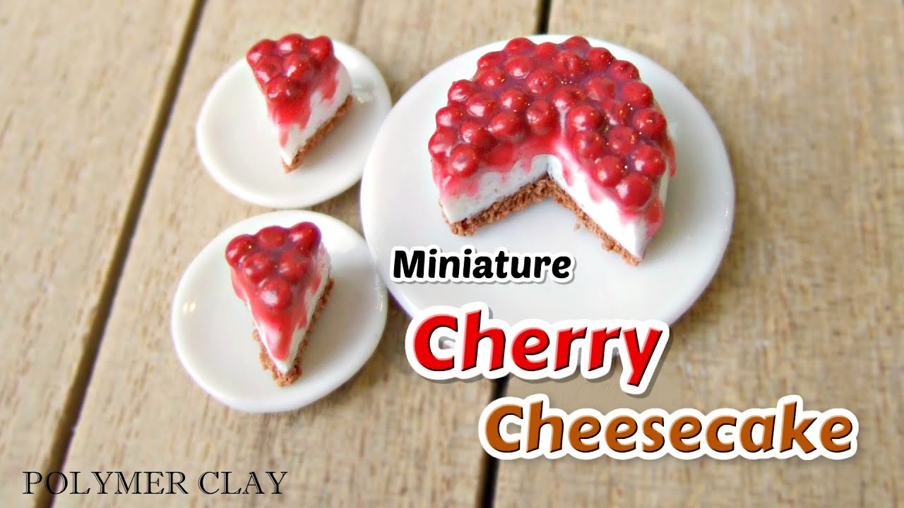 Miniature Cherry Cheesecake Tutorial - made with Polymer Clay DIY