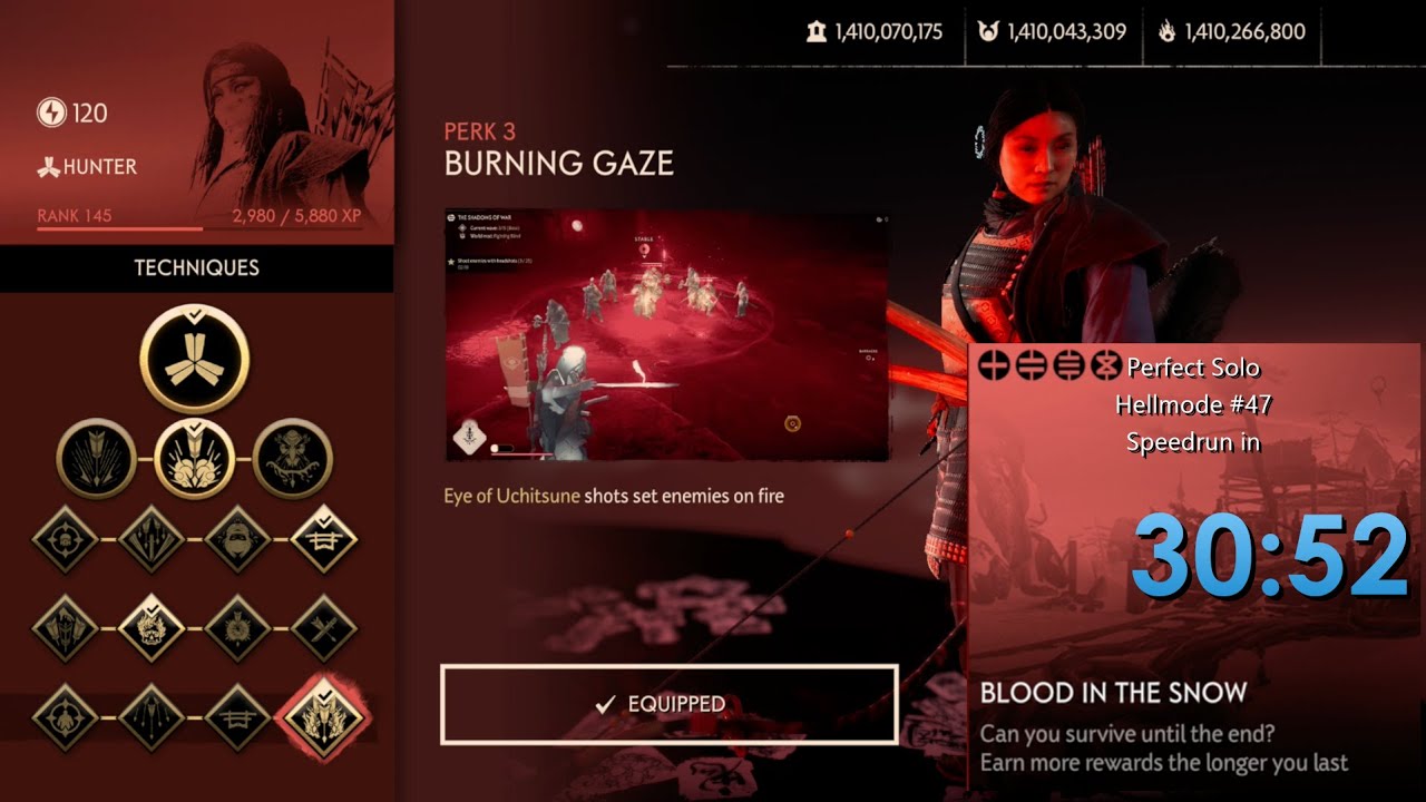 Burning Gaze Hellmode Perfect Solo #47 Speedrun in 30:52 | Ghost of Tsushima: Legends