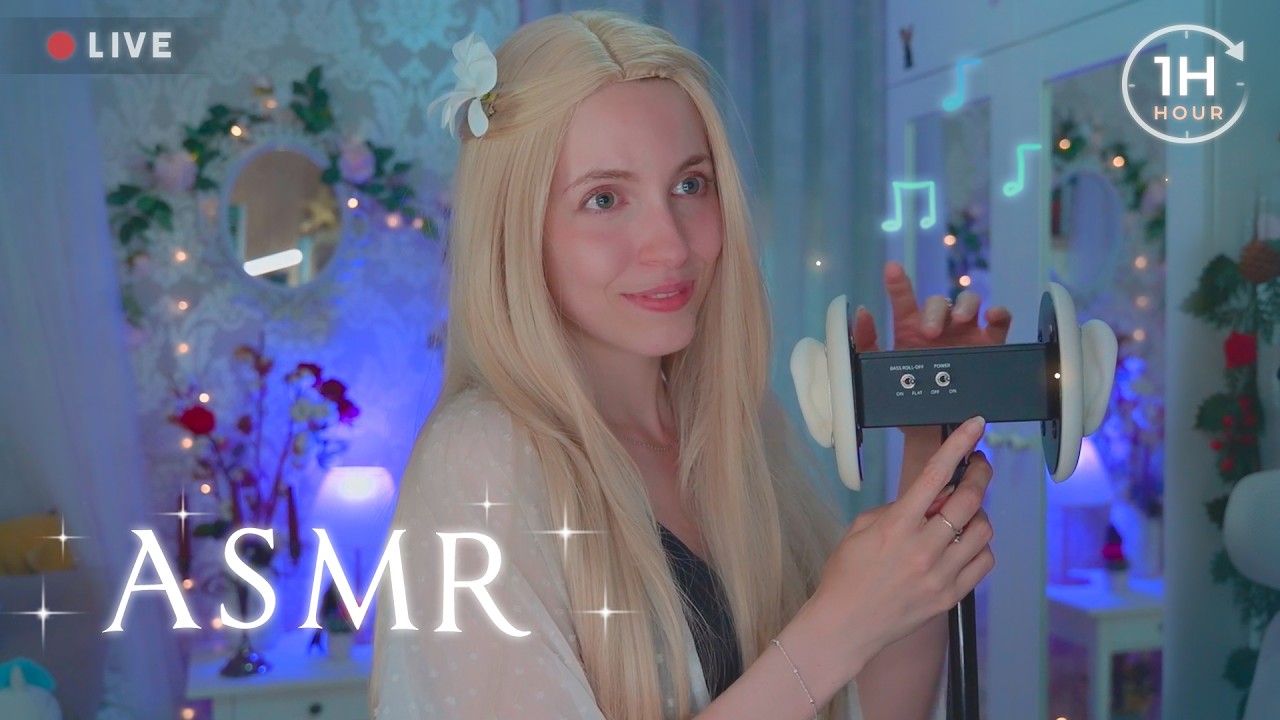Relaxing 1H Background ASMR 🤍 (Masajes, Mouth Sounds, Besitos, Cantos con ECO...) 🤍🎶