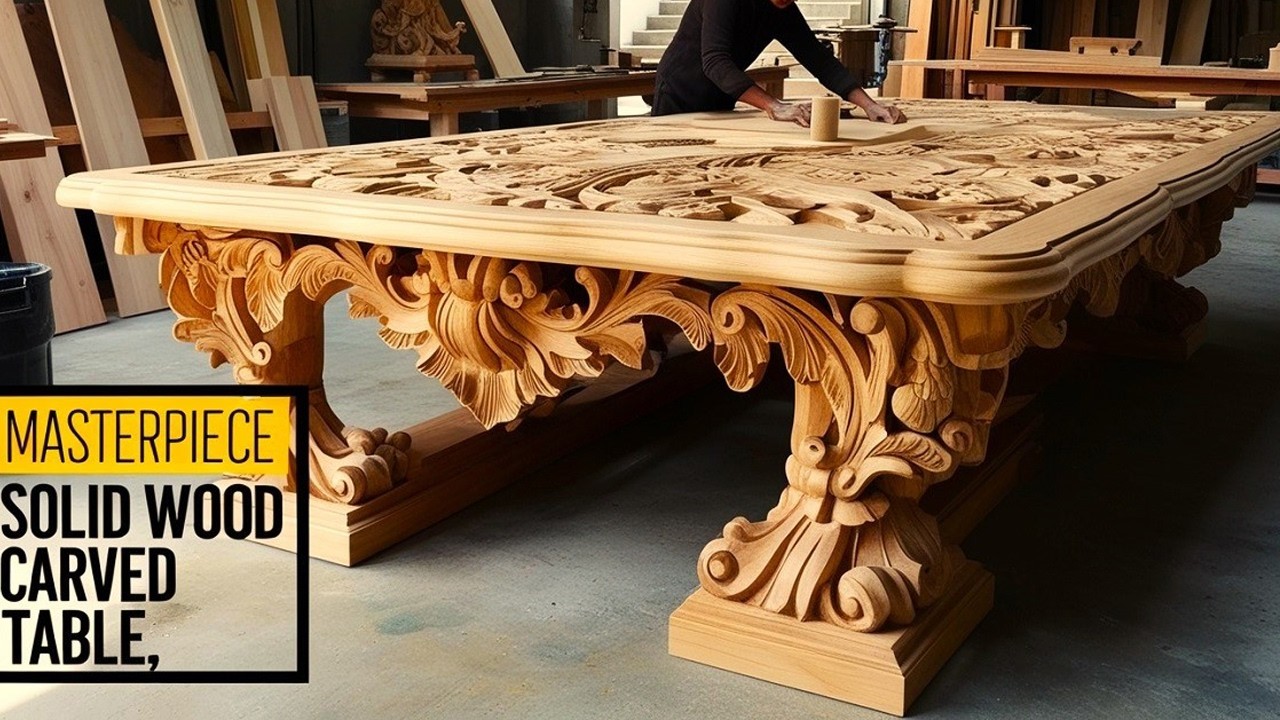 Skillful Craftsman Skills: Woodworking Design And Build MASTERPIECE SOLID WOOD CARVED TABLE
