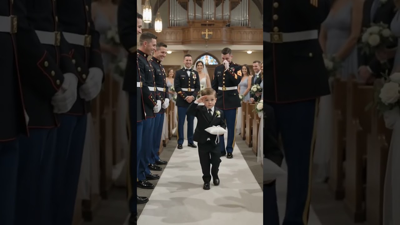 Backwards Salute'   3YO Ring Bearer Marches Entire Aisle Saluting Wrong 😭🫡#shorts