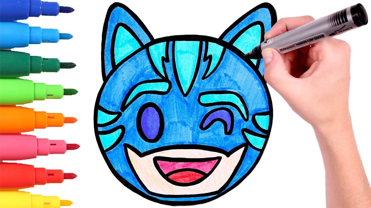 Dibuja y Colorea un EMOJI de GATUNO de los PJ Masks 💙😺 Dibujos animados