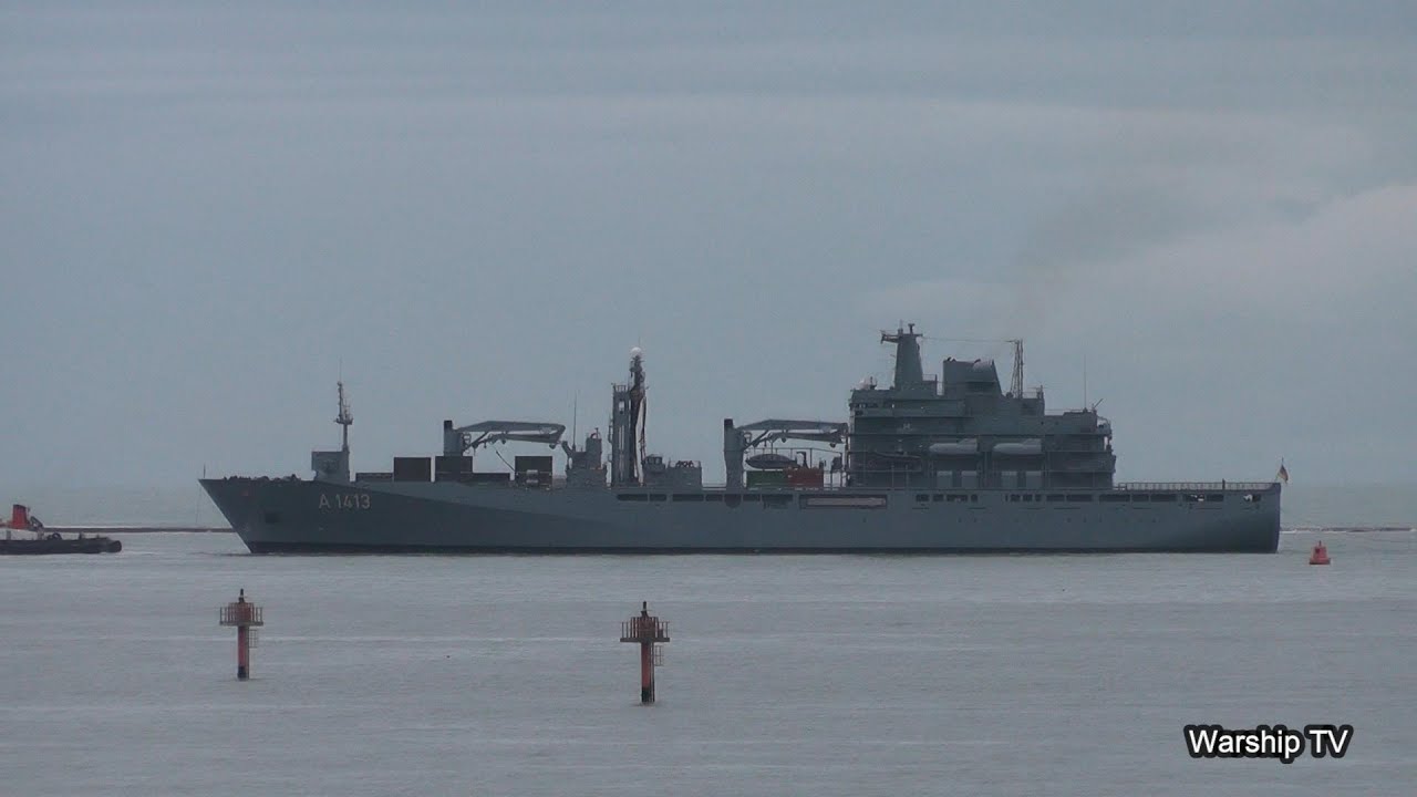 GERMAN NAVY BERLIN CLASS REPLENISHMENT TANKER FGS BONN A1413 IN PLYMOUTH SOUND 15th January 2026