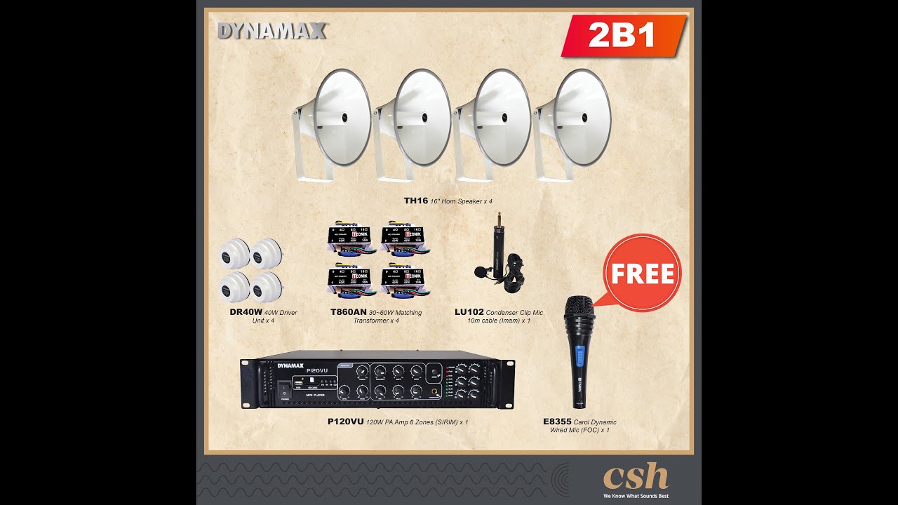 DYNAMAX P120VU PA Amplifier and TH16 16