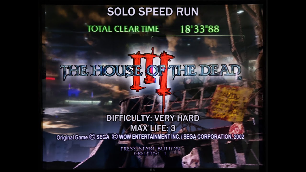 (4K) The house of the dead 3 (Arcade ver, Very Hard Difficulty, 3 Max Life) Solo Speed Run