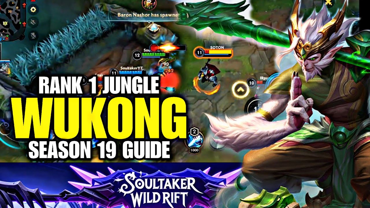 RANK 1 WUKONG JUNGLE GUIDE | BUILD RUNES SEASON 19 | SOVEREIGN WILD RIFT GAMEPLAY