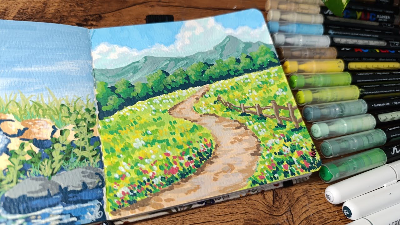 Acrylic Markers Landscape | Cozy Art