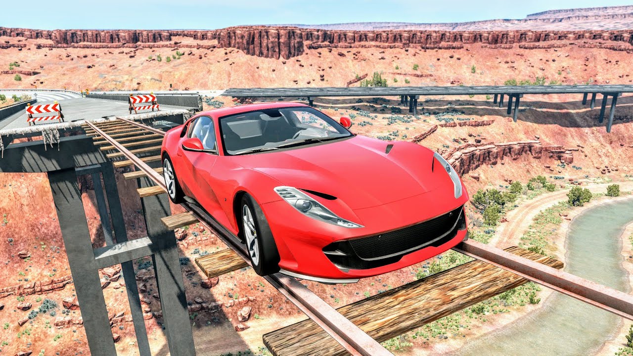 Cars vs Train Track Bridge #1 – BeamNG Drive | CrashBoomPunk