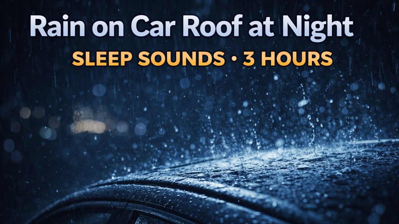 Rain on Car Roof at Night — Sleep Sounds — 3 Hours