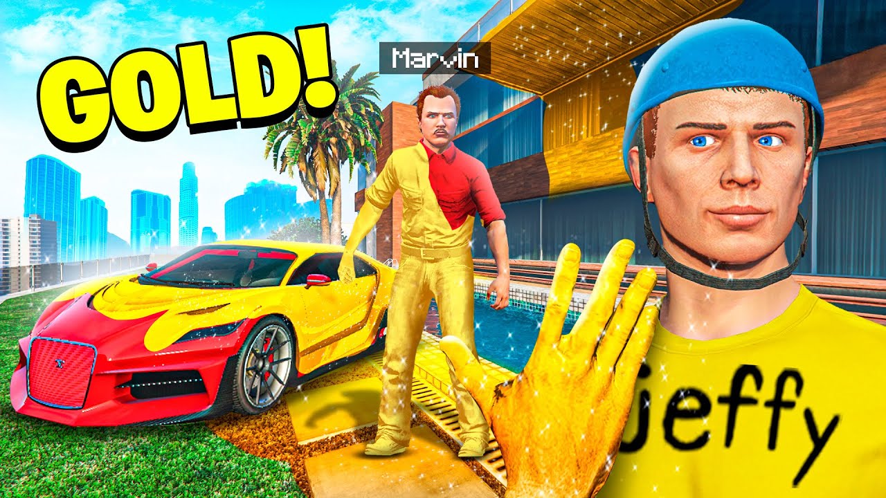 GTA 5, но всё, к чему я прикасаюсь, превращается в золото!