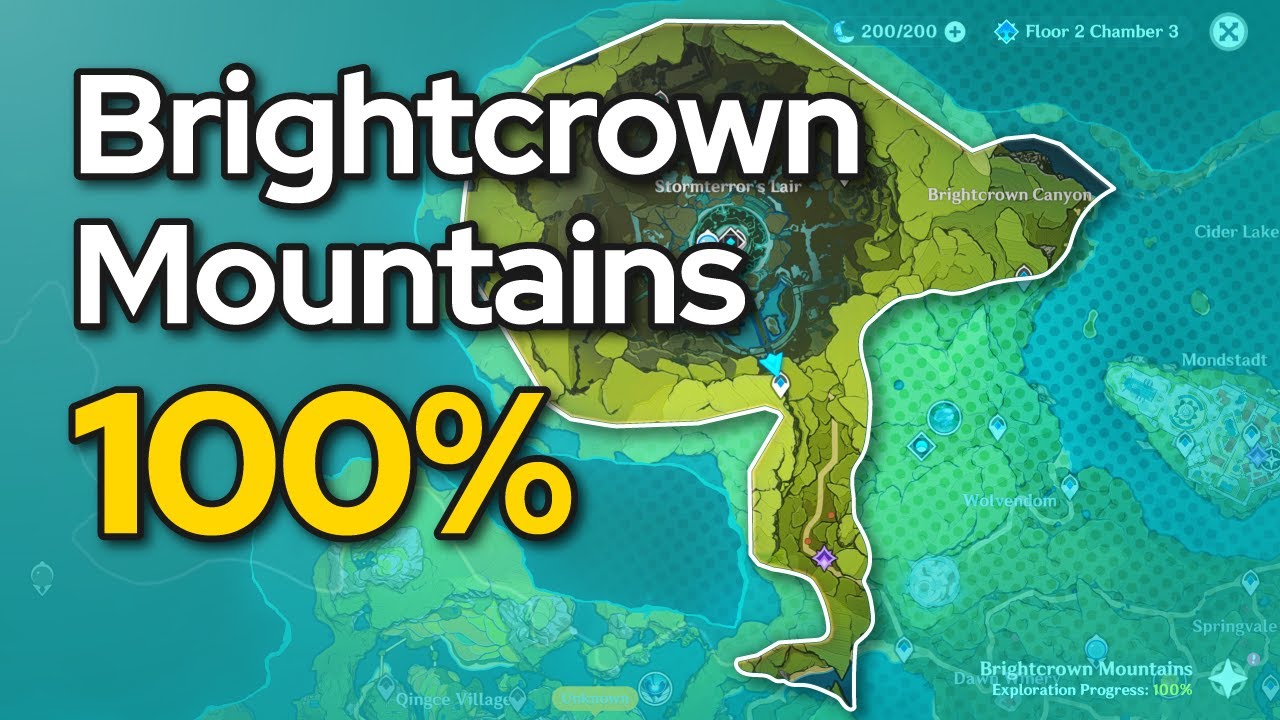 Brightcrown Mountains 100% exploration guide