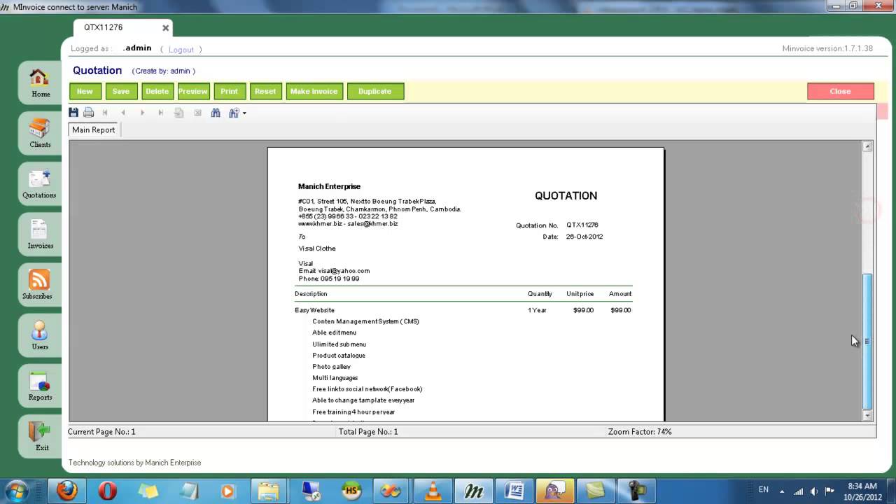 How to print quotation