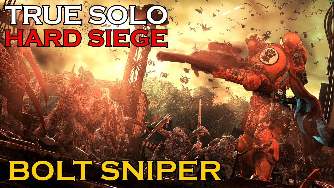 Space Marine 2 // Bolt Sniper Solos Siege - True Solo Hard Siege - 15 Waves