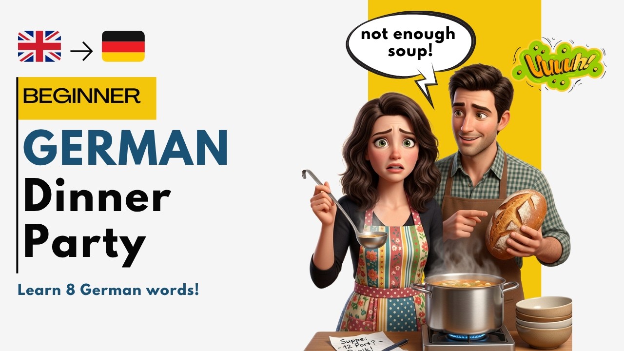 🇩🇪 Learn German Dinner Invitation | Beginner German Conversation with Story