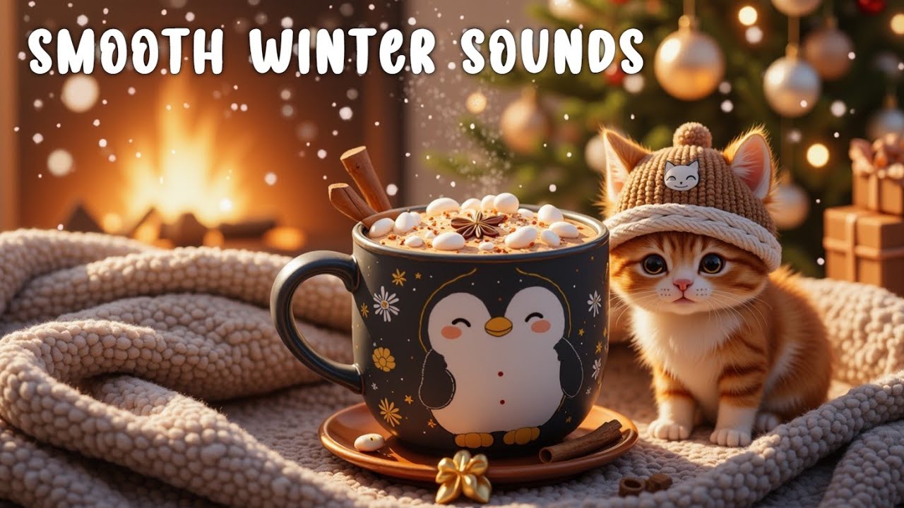 Уютный Зимний Джаз и Наслаждение Горячим Какао 🔥☕ Расслабление в Котокафе у Камина