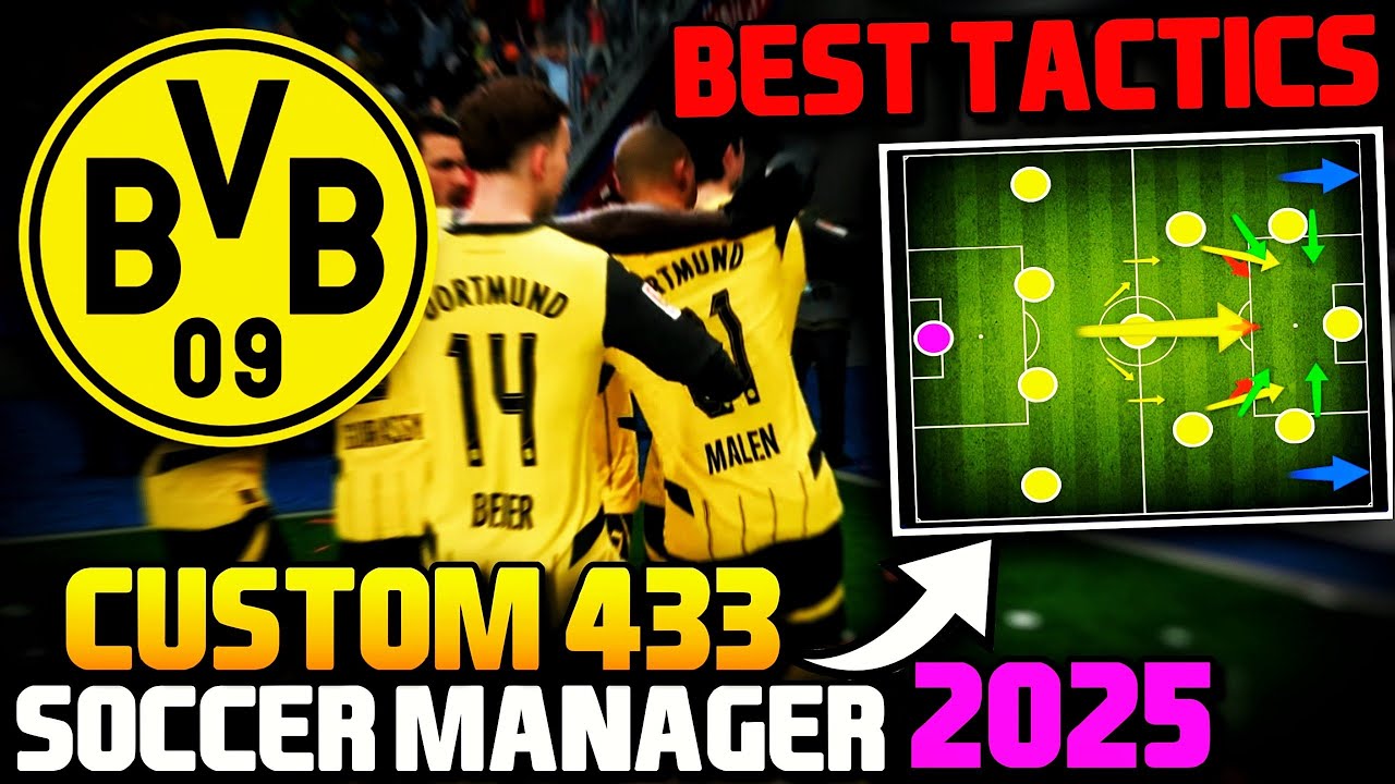 SM25 BEST TACTICS BORUSSIA DORTMUND 433 CUSTOM TACTICS SOCCER MANAGER 2025 BEST TACTICS FOR BIG WINS