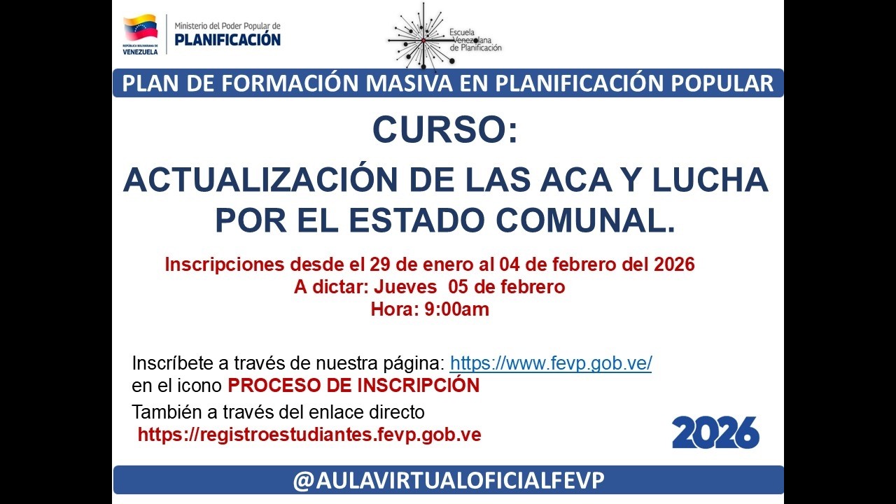 ACTUALIZACIÓN DE LAS ACA Y LUCHA POR EL ESTADO COMUNAL.