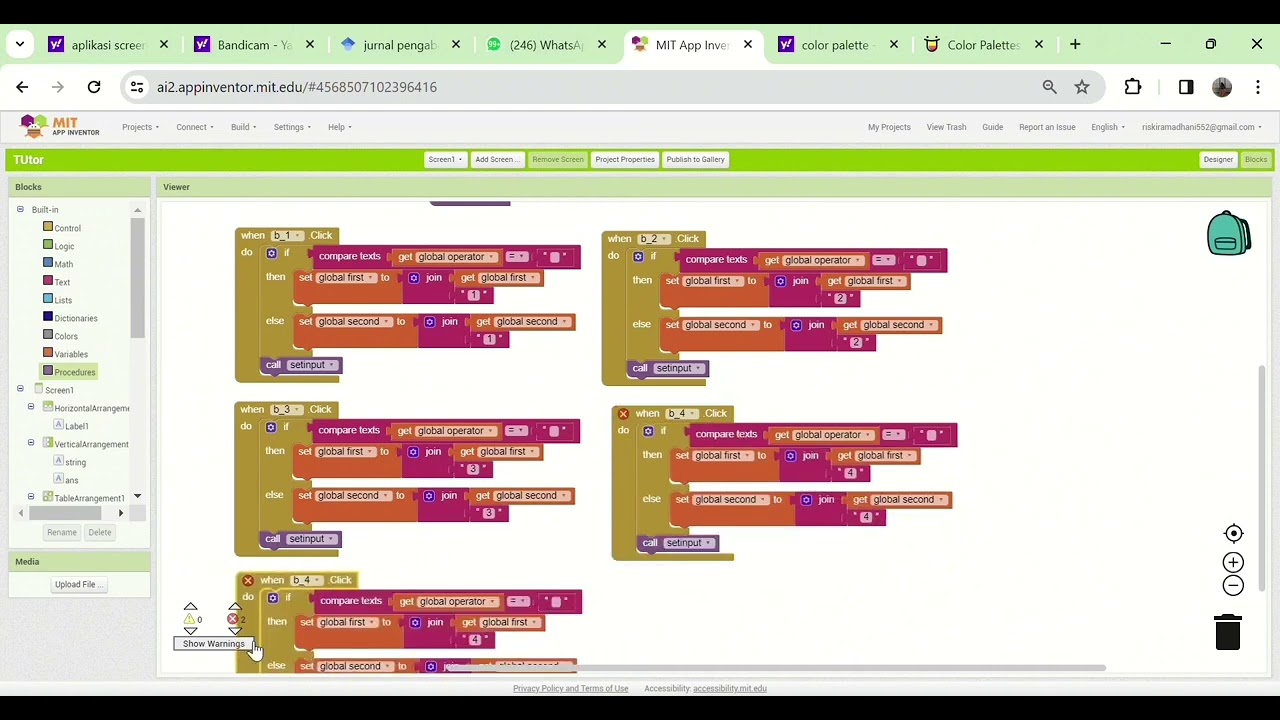 MEMBUAT KALKULATOR SEDERHANA MENGGUNAKAN MIT APP INVENTOR || Dilengkapi dengan kode blocks!!