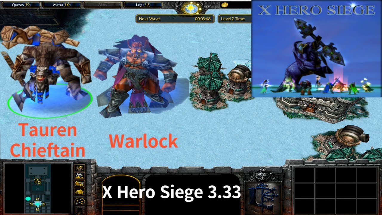 X Hero Siege 3.33, Tauren Chieftain & Warlock Extreme, Level 4 Impossible ,8 ways Dual Hero