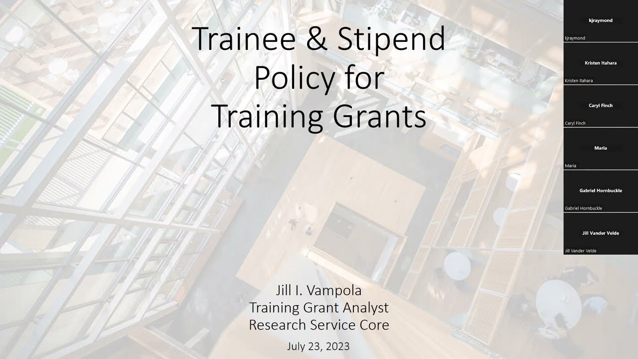 Trainee and Stipend Policy for Training Grants