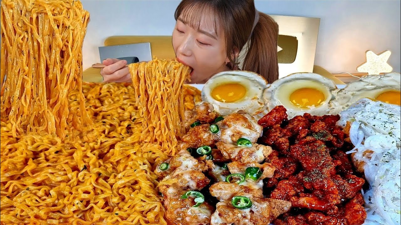 ASMR Острый сырный рамен, острая курица с приправами МУКБАНГ
