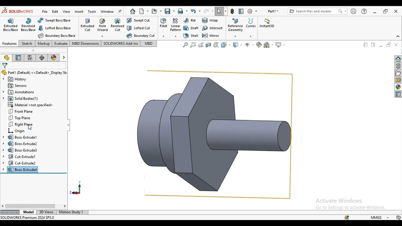 SolidWorks Tutorial : Male One Valve Modeling -MECHANICAL DESIGN - PART 4
