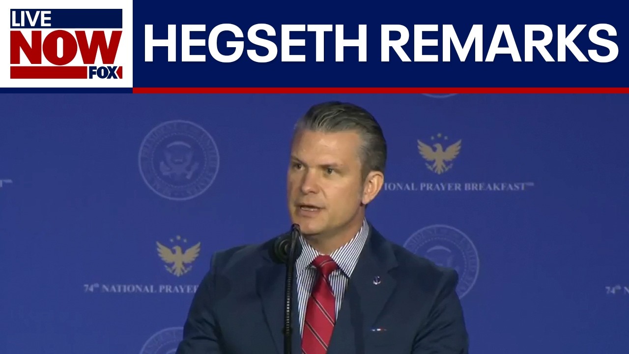 Pete Hegseth speaks at the National Prayer Breakfast