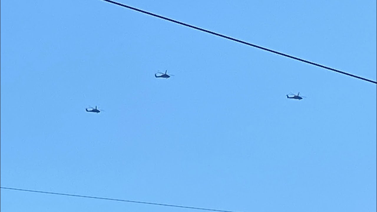 6 Black Hawk helicopters over Spartanburg, SC.