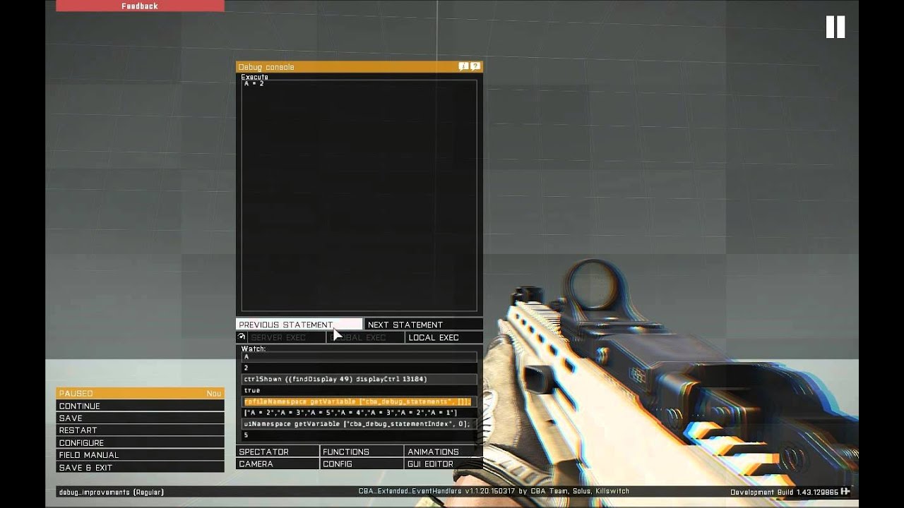 Arma 3 CBA Debug Console Improvements