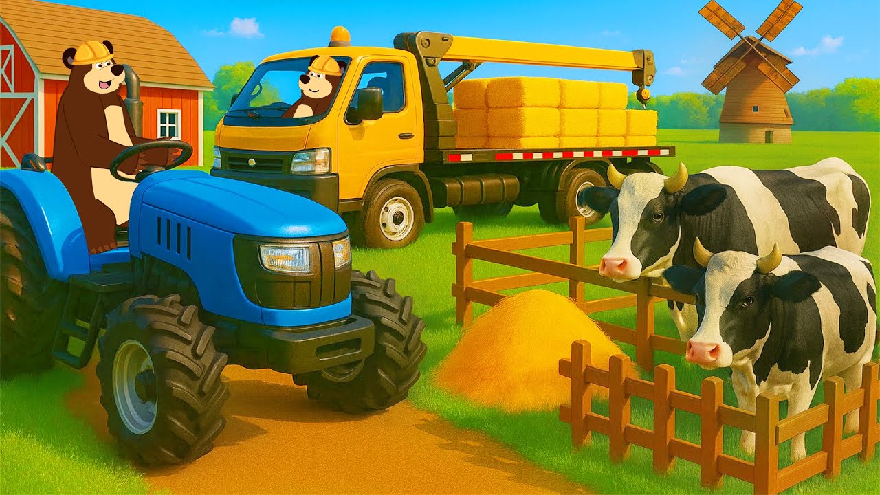 Farm Work Day 🚜 | Feeding Goats & Cows + Cleaning Barns 🐐🐄🌾 | Real Farm Animation