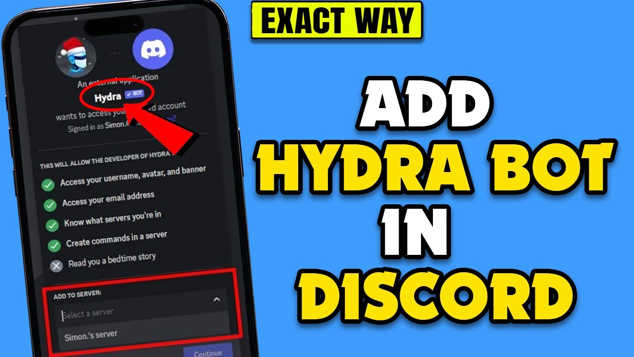 Add Hydra Discord Bot [Mobile]