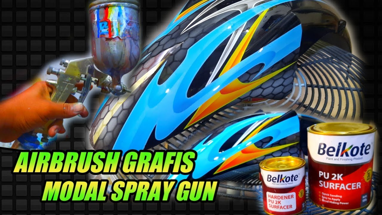AIRBRUSH GRAFIS TRIBAL MENGGUNAKAN SPRAY GUN |dasar epoxi belkote pu2k surfacer