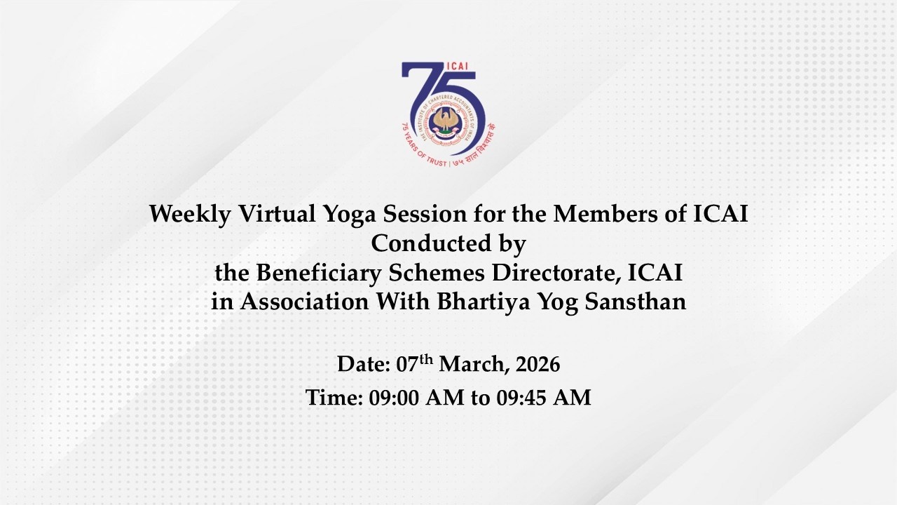 Weekly Virtual Yoga Session for the Members of ICAI conducted by PSEC-ICAI in association with BYS