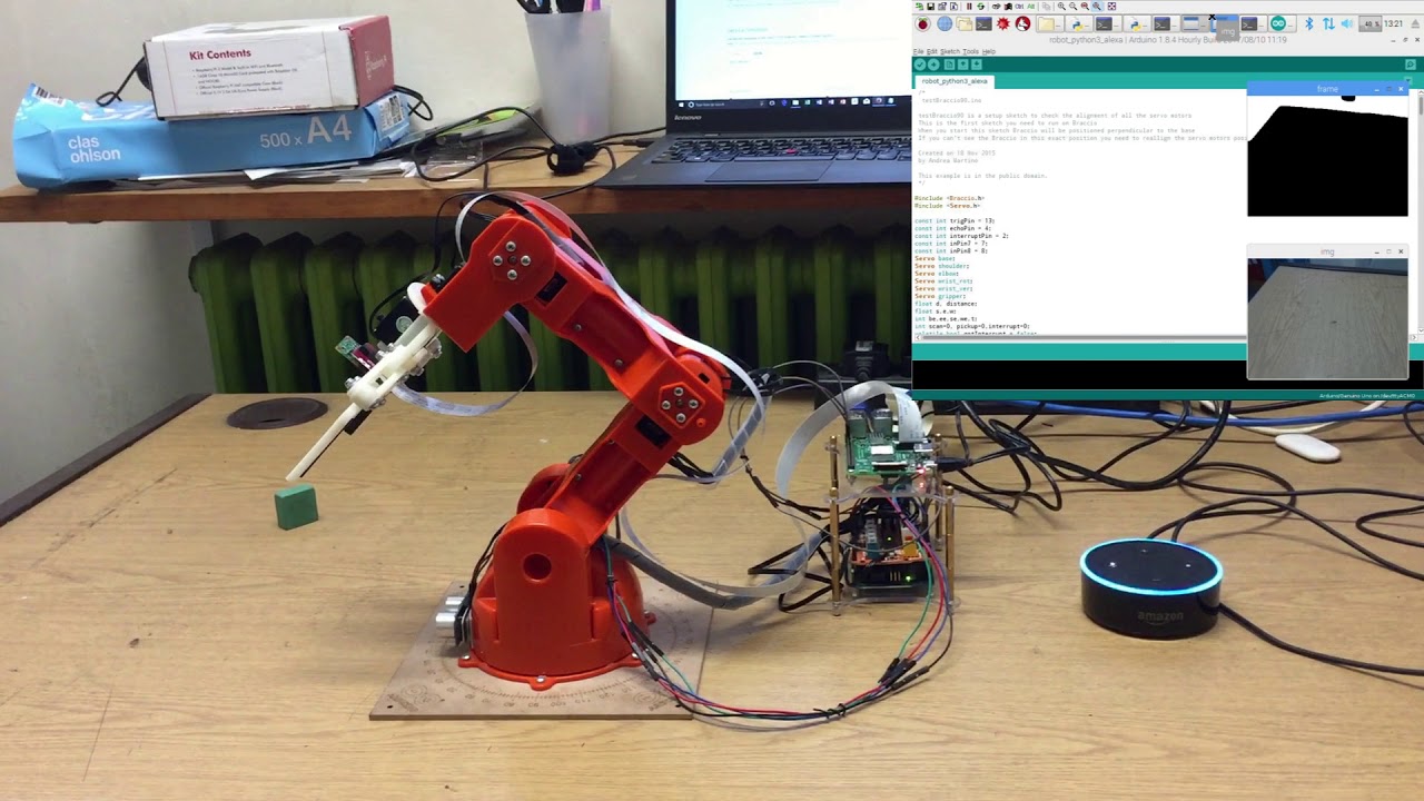 Voice control robotic arm's movement