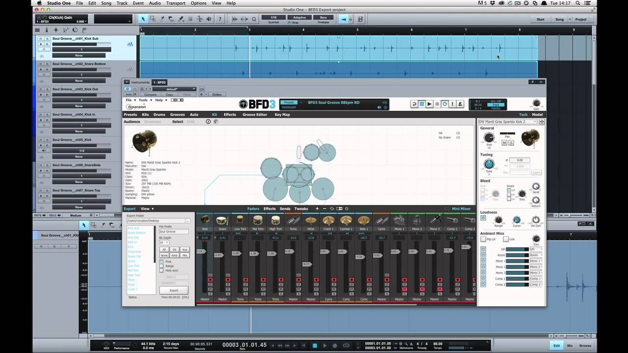 FXpansion BFD3 Tutorial 06 - MIDI and Audio export