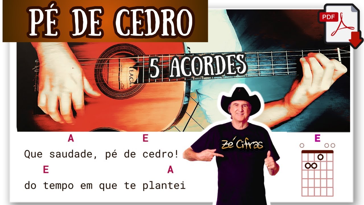 Pé De Cedro (Sérgio Reis) Veja Como Tocar No Violão Com 5 Acordes Básicos Sem pestana (Cifra Grátis)