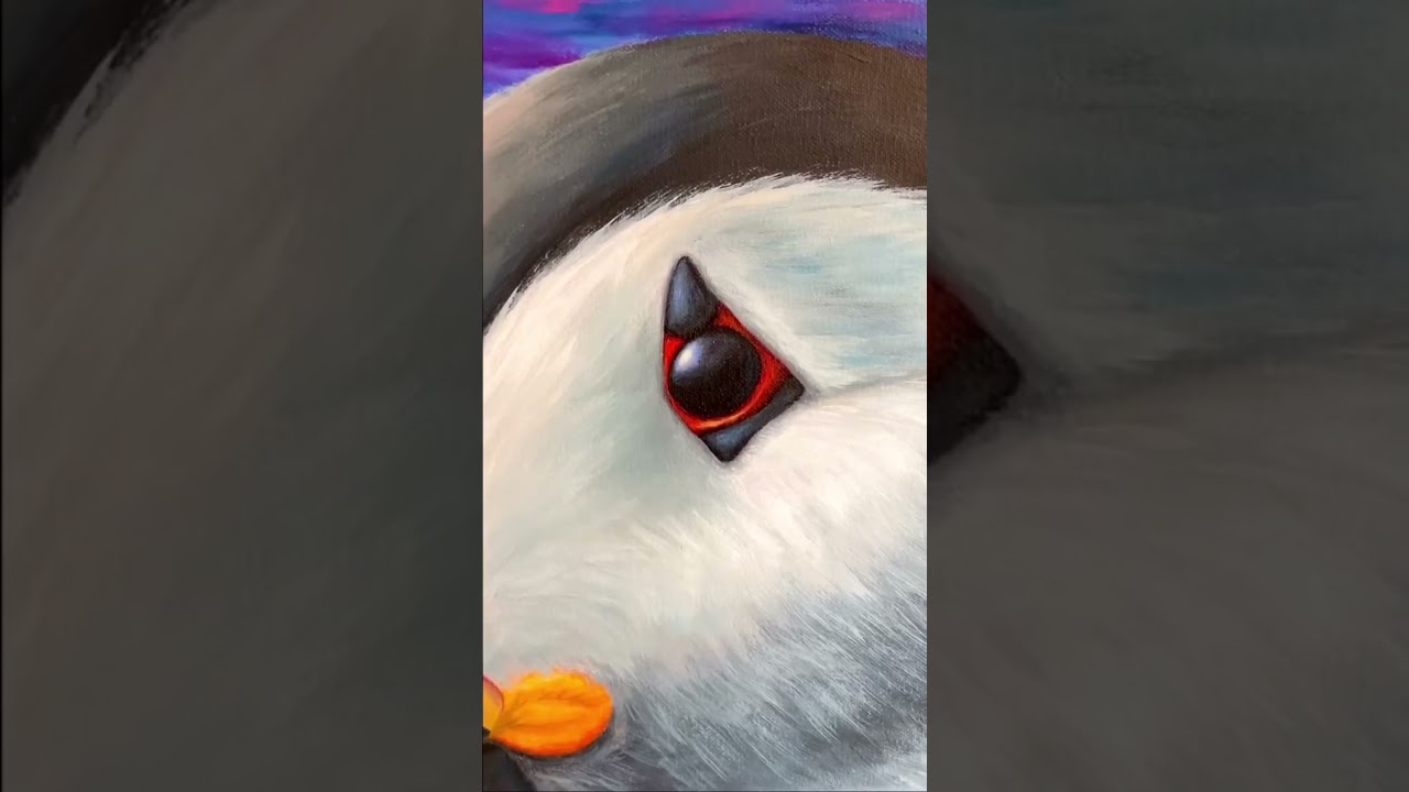 Puffin painting 🎨 full tutorial on my channel 🤩 #animalart #shorts #acrylicpainting