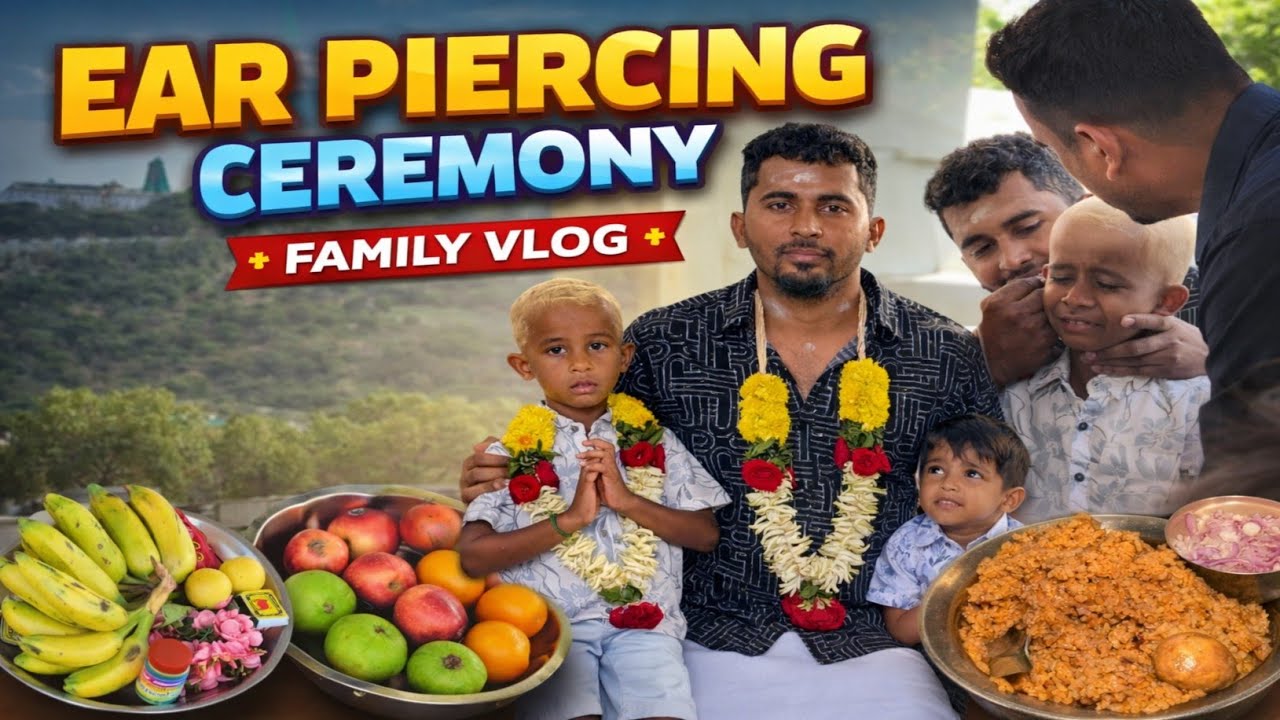 🔥🎉👶முகுந்த் & வர்ணவ் க்கு காது குத்தியாச்சு 😍🙏 | Ear Piercing Ceremony | Family Vlog 🪔🍌🍎 | K7