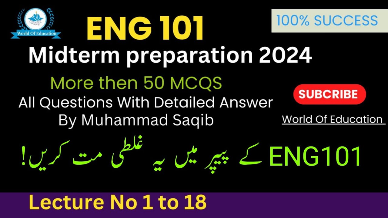 Eng101 midterm preparation 2024| eng101 midterm preparation | Eng101 midterm MCQS 2024| Eng101