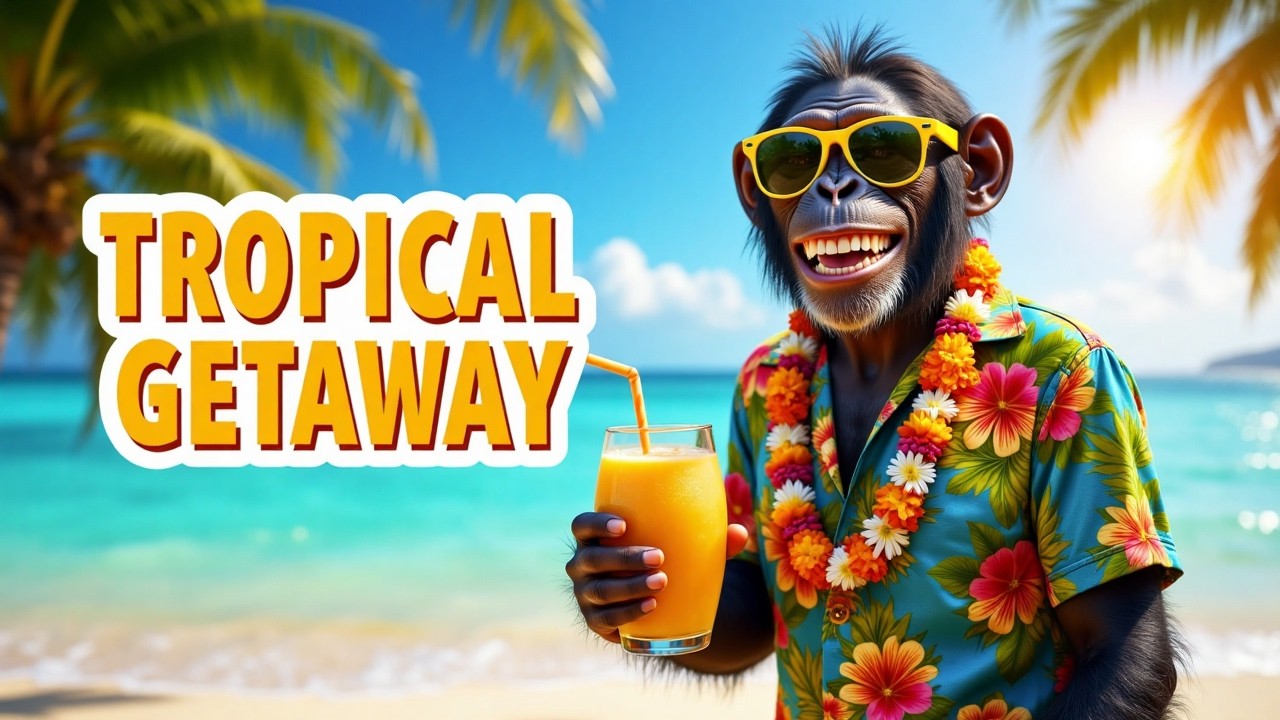 TROPICAL GETAWAY 😂 Chimpanzee Goes on a Dream Vacation