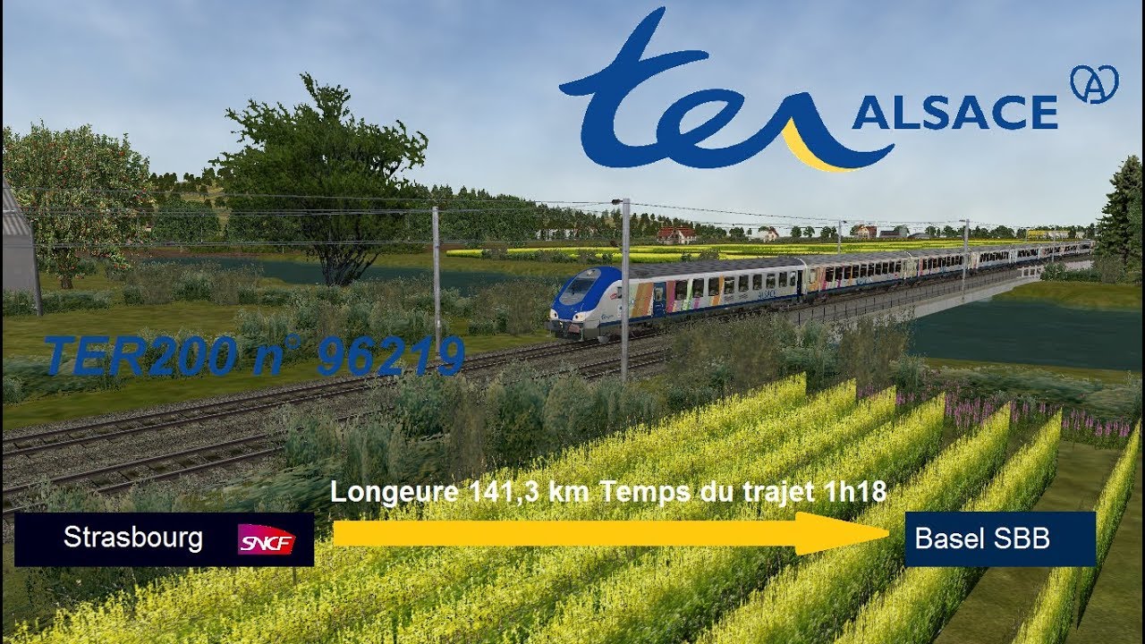 [OR-MSTS] TER 96219 Strasbourg - Basel en B5uxh+6Corail+BB26005 TER200