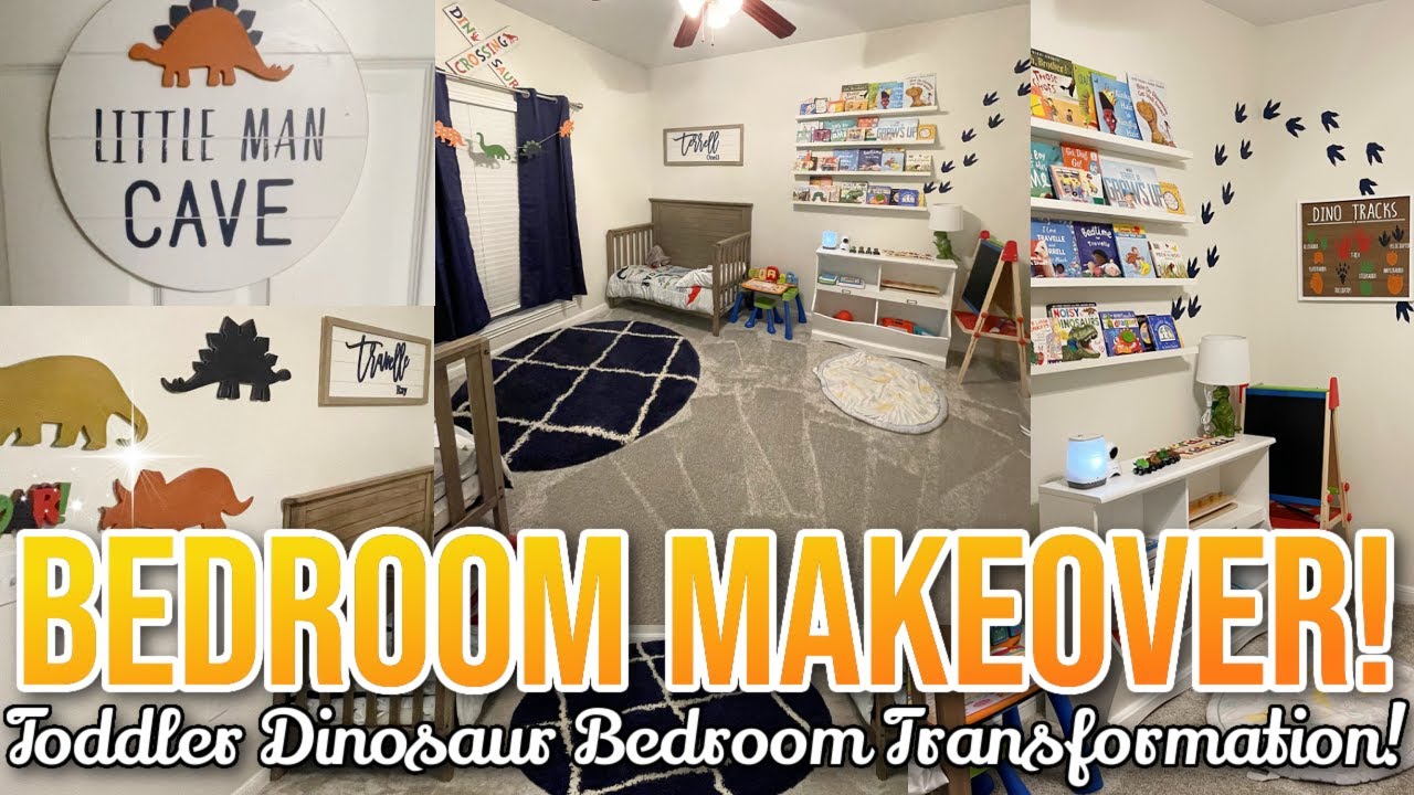 *NEW*TODDLER DINOSAUR BEDROOM TRANSFORMATION+THEIR REACTIONS!🔥🦖 | BEDROOM MAKEOVER START TO FINISH