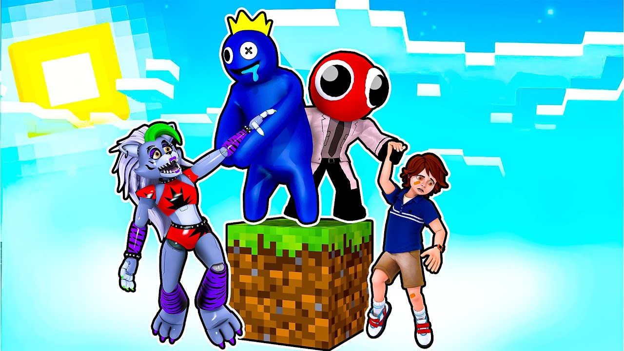 One Block SKYBLOCK with RAINBOW FRIENDS in Minecraft