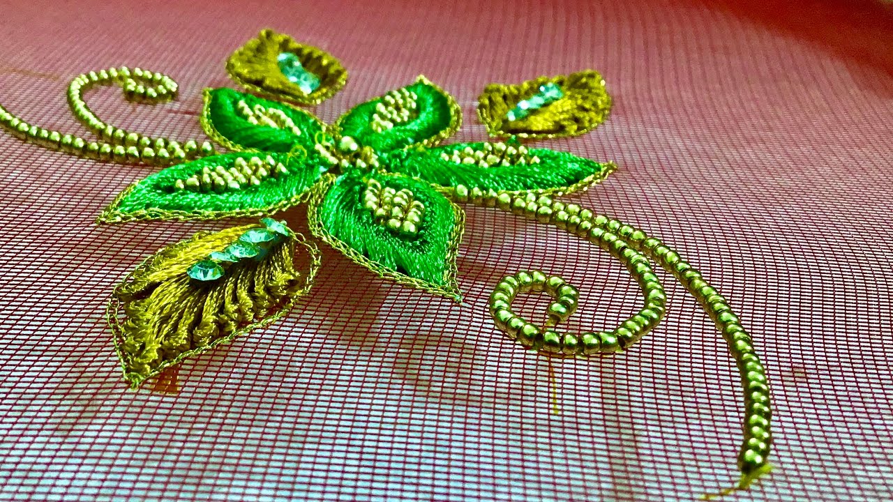 Aari embroidery on net cloth